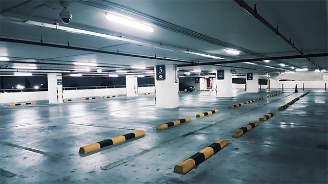 LED lighting and LED controls in a parking garage