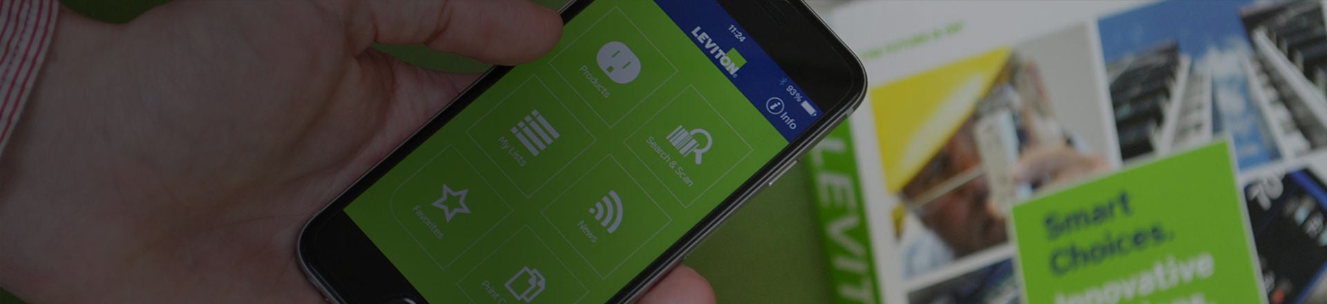 close up of Leviton Mobile App