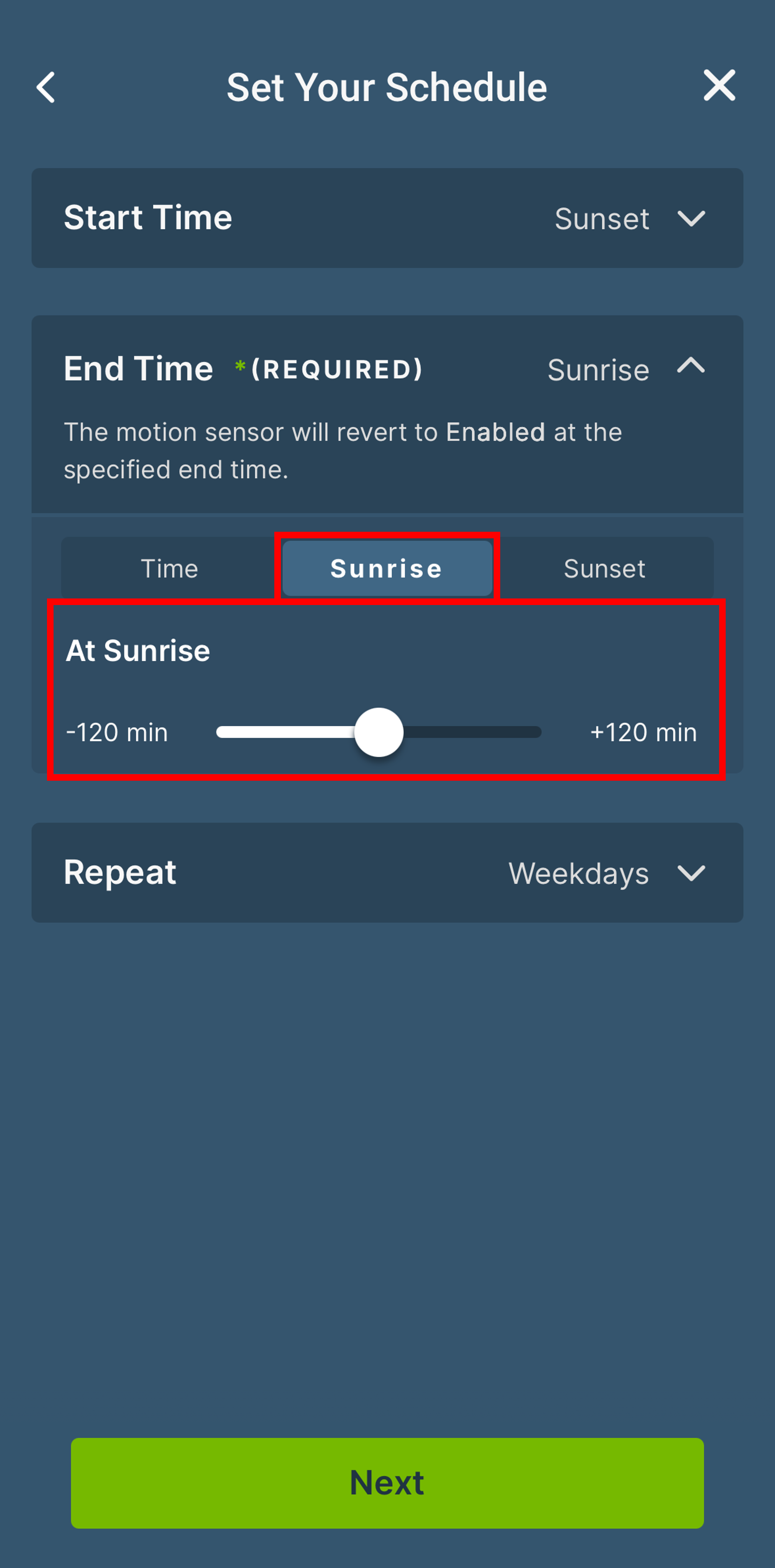 Set your schedule