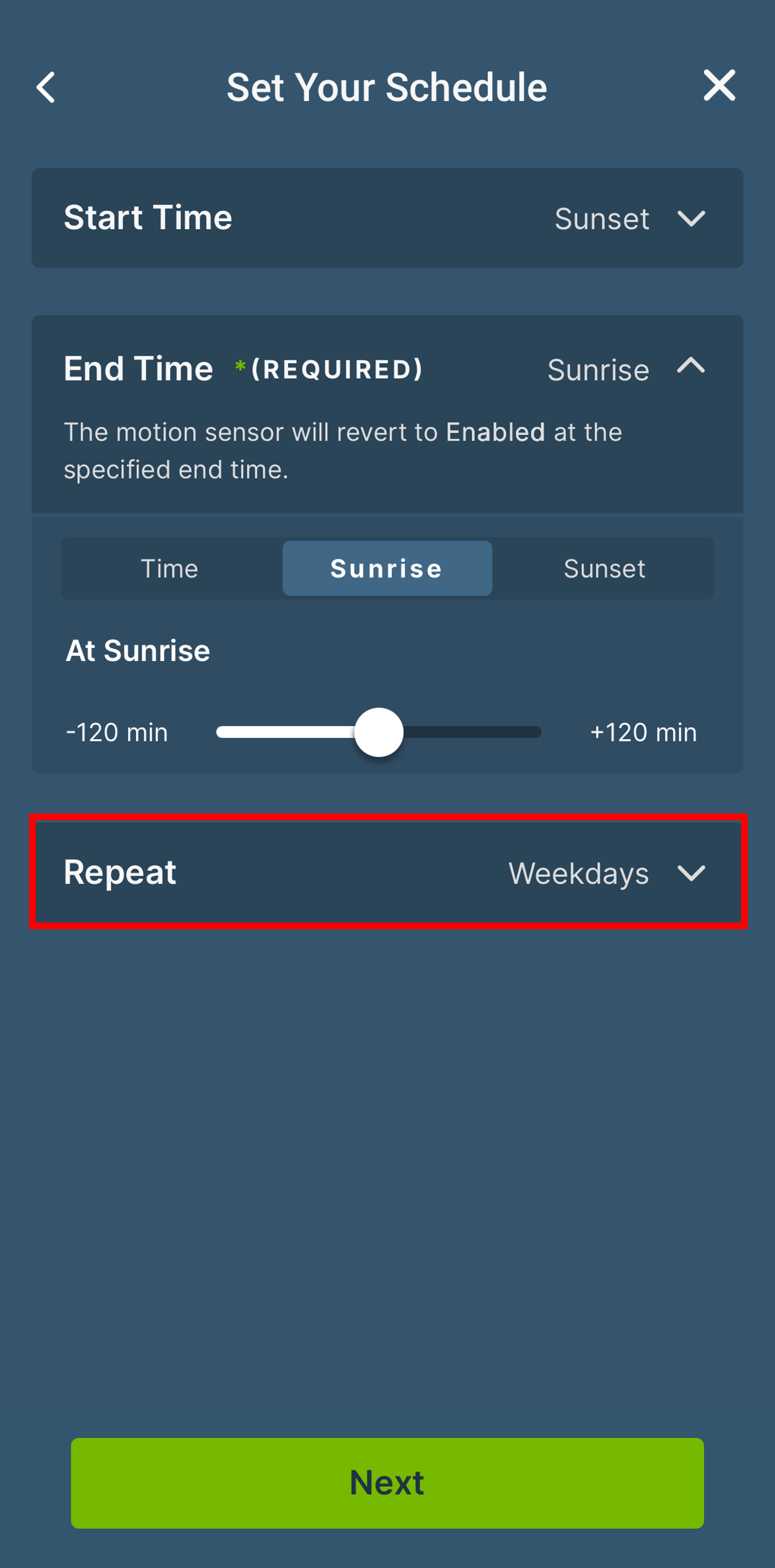 Set your schedule