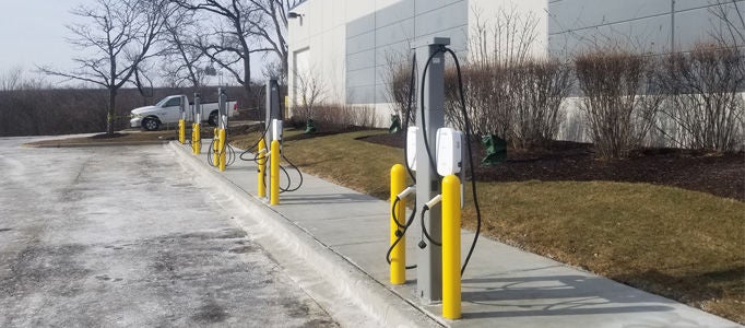 EV Chargers in Commercial Parking Lot