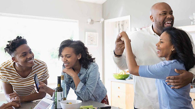 happy family in kitchen