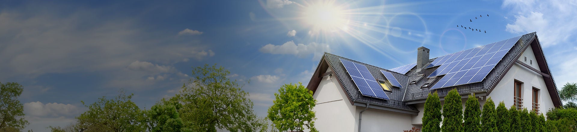 solar panels on roof