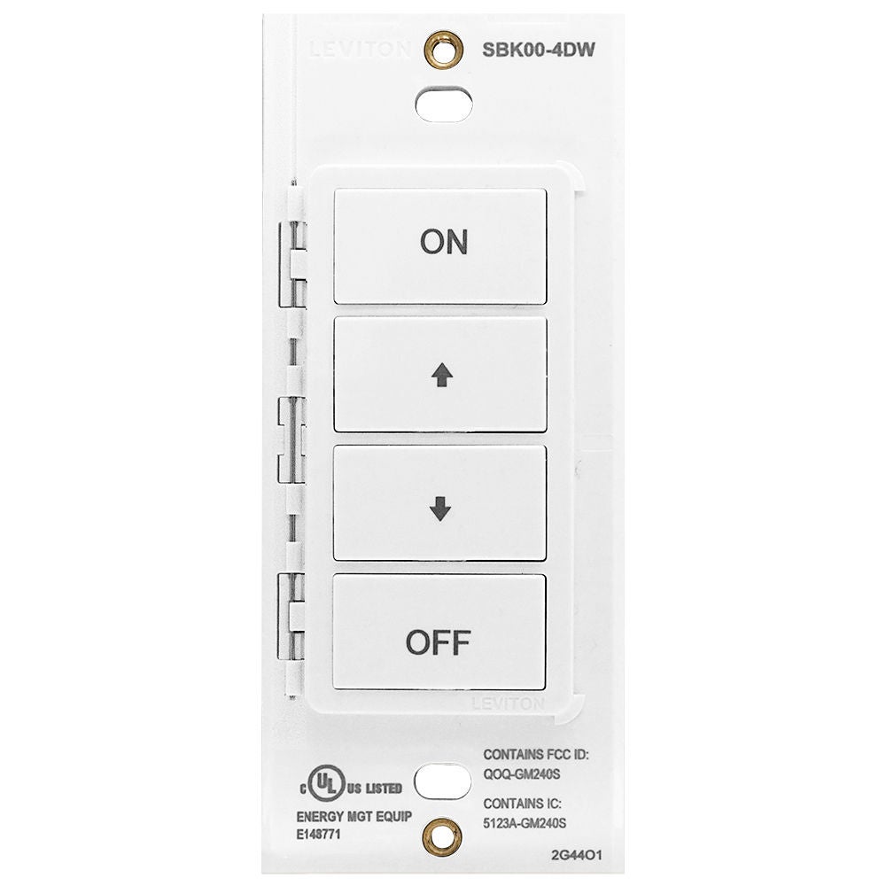 Wireless Companion Keypad, 4 Button, Front View Wireless Companion Keypad, 4 Button. SBK00-4DW