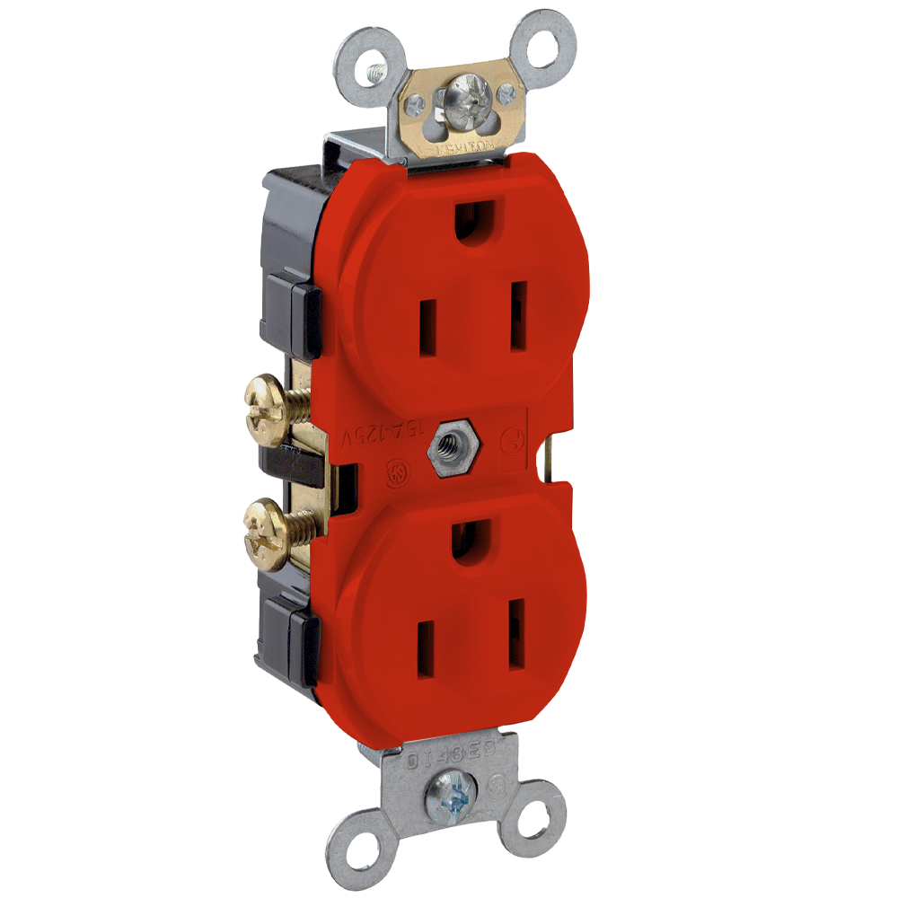 Product image for 15 Amp Duplex Receptacle/Outlet, Commercial Grade, Self-Grounding
