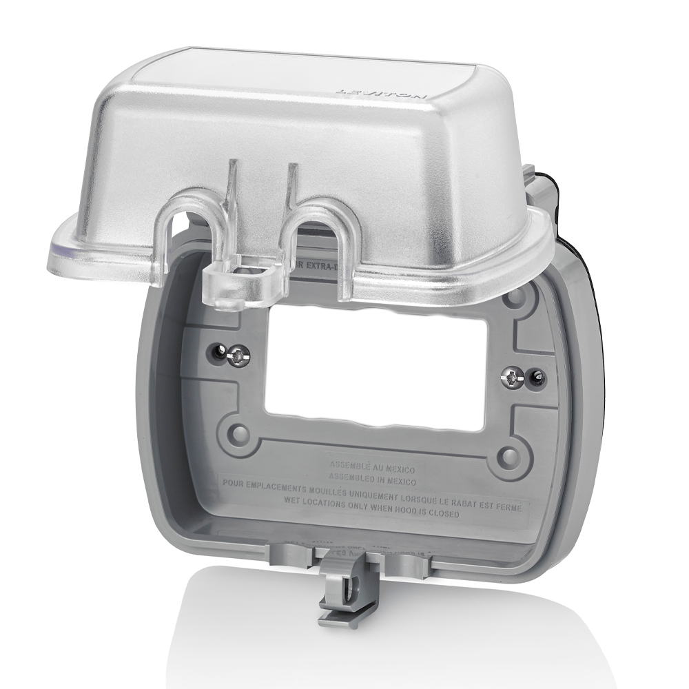 Product image for 1-Gang Extra Duty Weatherproof While-In-Use Cover for GFCI/Decora, Opening Only, Horizontal, Clear