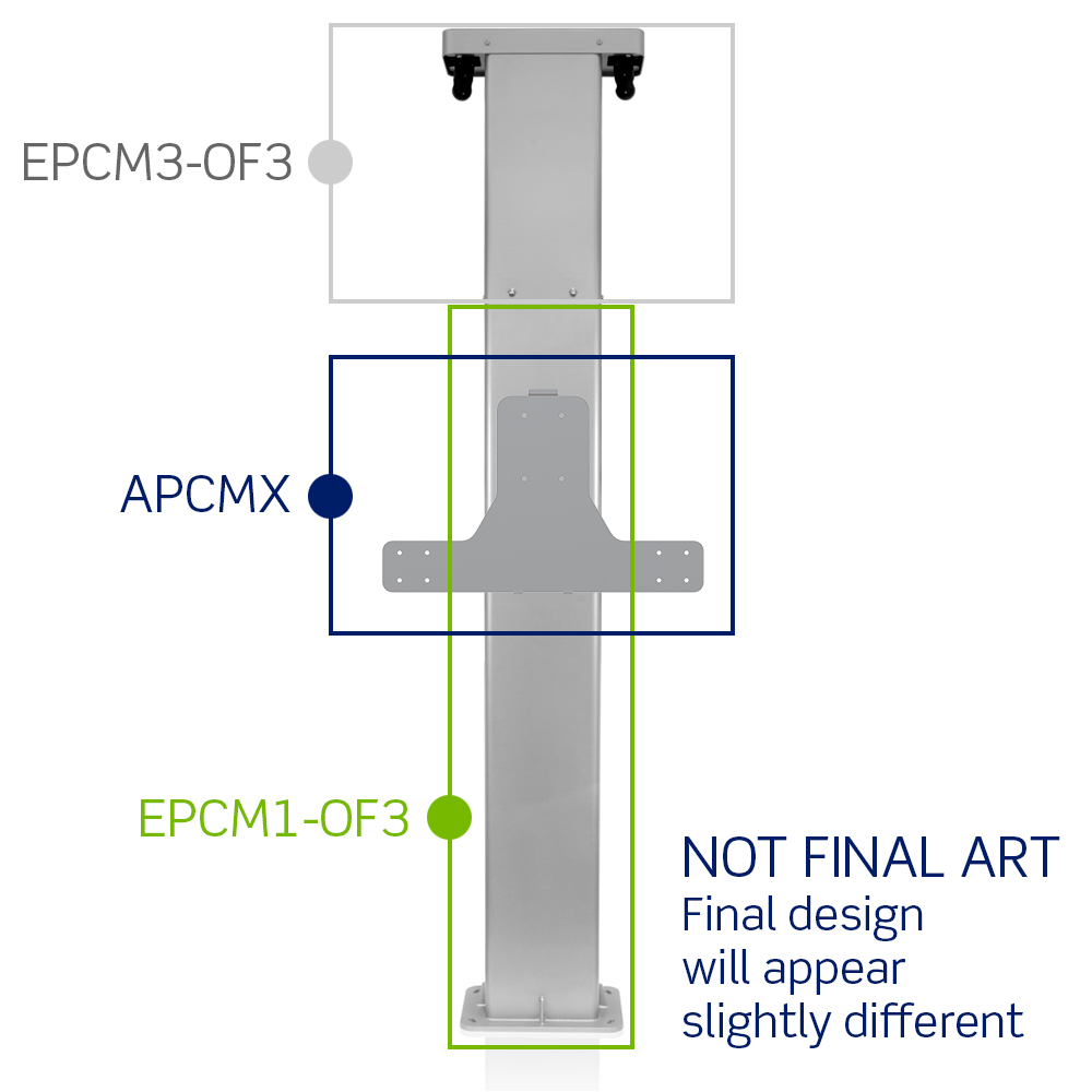 Pedestal with Retractable Cord Management, 3 piece construction