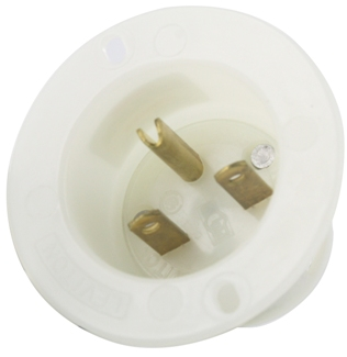 Product image for 15 Amp, 250 Volt, Flanged Inlet Receptacle, Straight Blade, Industrial Grade