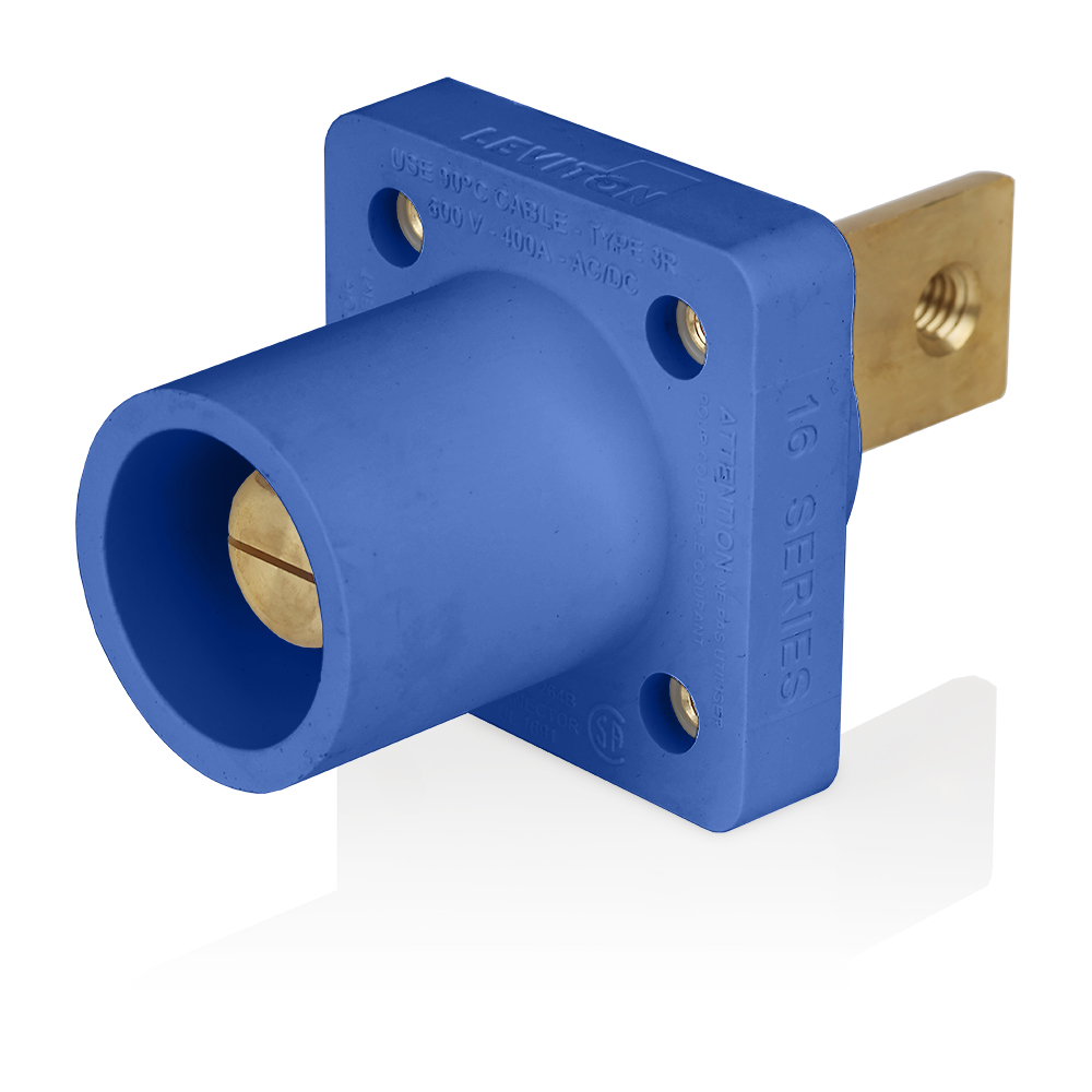 Product image for Male Receptacle, #2-4/0 AWG, Taper-Nose, Double Hole Bus Bar