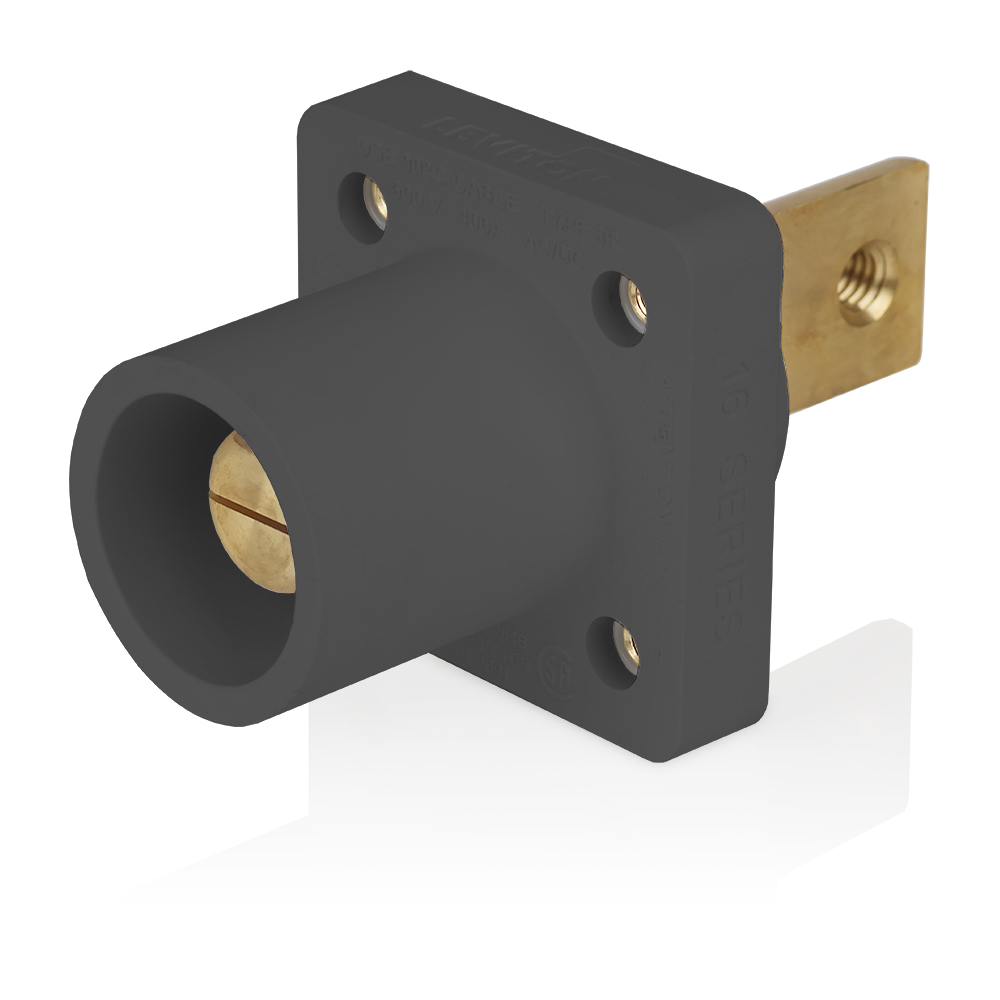 Product image for Male Receptacle, #2-4/0 AWG, Taper-Nose, Double Hole Bus Bar