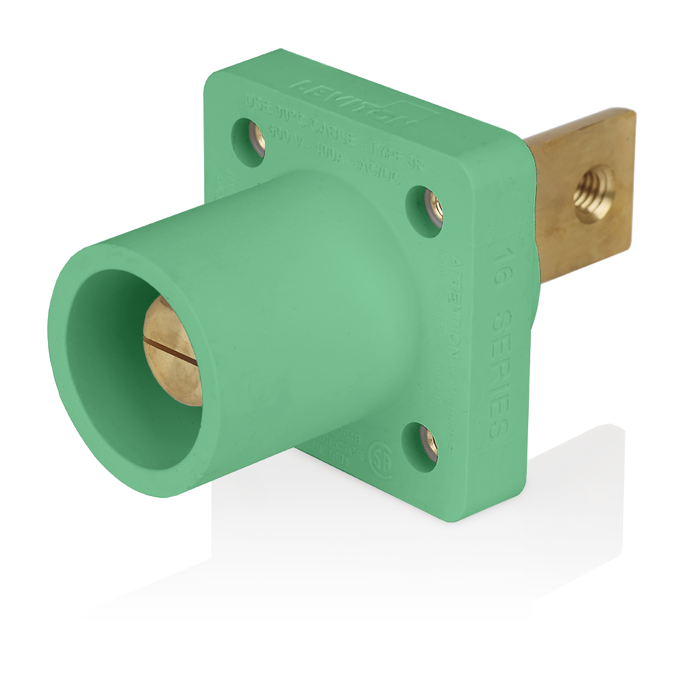 Product image for Male Receptacle, #2-4/0 AWG, Taper-Nose, Double Hole Bus Bar