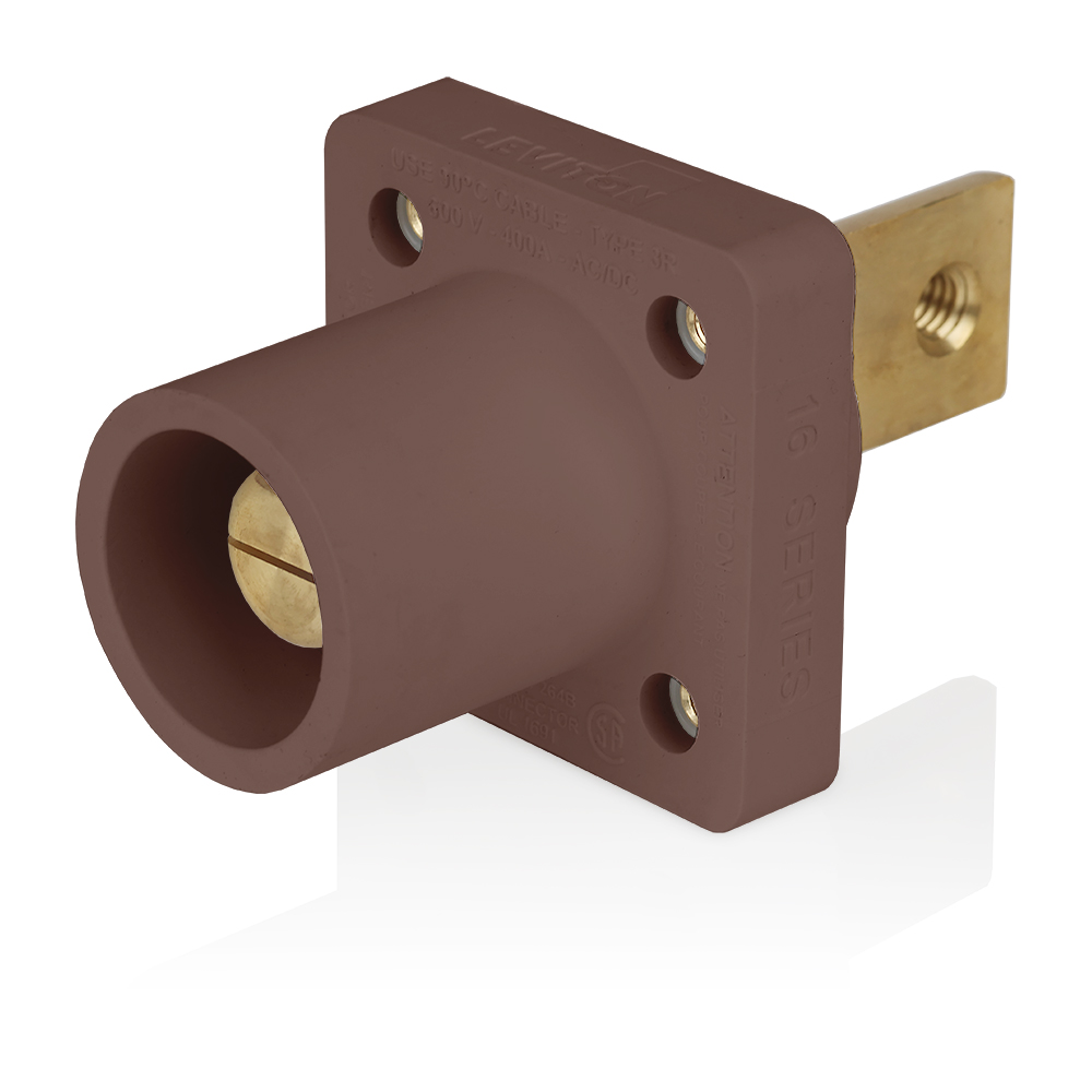 Product image for Male Receptacle, #2-4/0 AWG, Taper-Nose, Double Hole Bus Bar