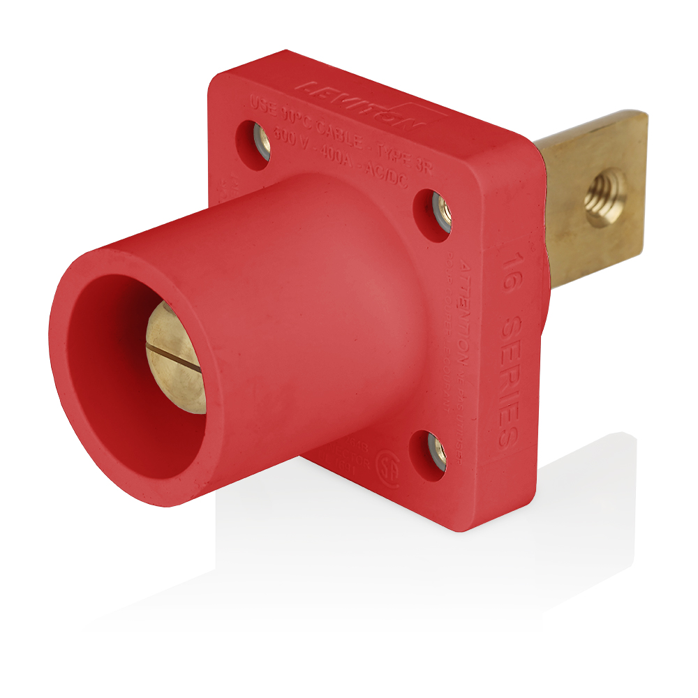 Product image for Male Receptacle, #2-4/0 AWG, Taper-Nose, Double Hole Bus Bar, PEM/Self-Clinching Nuts
