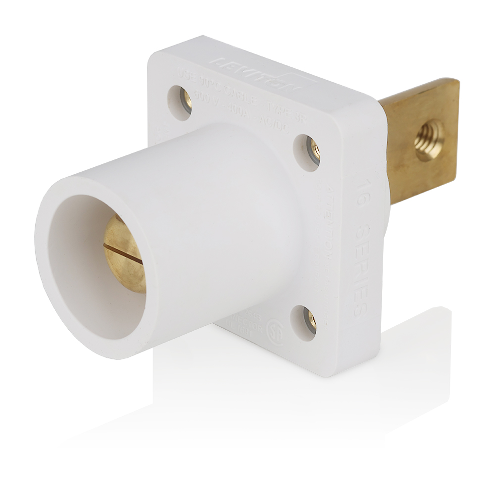 Product image for Male Receptacle, #2-4/0 AWG, Taper-Nose, Double Hole Bus Bar