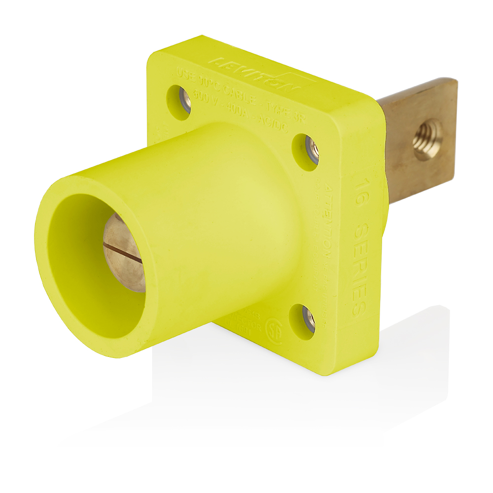 Product image for Male Receptacle, #2-4/0 AWG, Taper-Nose, Double Hole Bus Bar