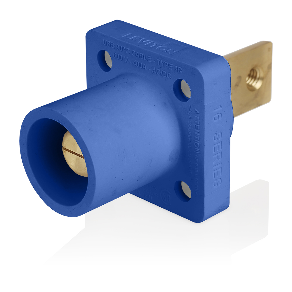 Product image for Male Receptacle, #2-4/0 AWG, Taper-Nose, Double Hole Bus Bar
