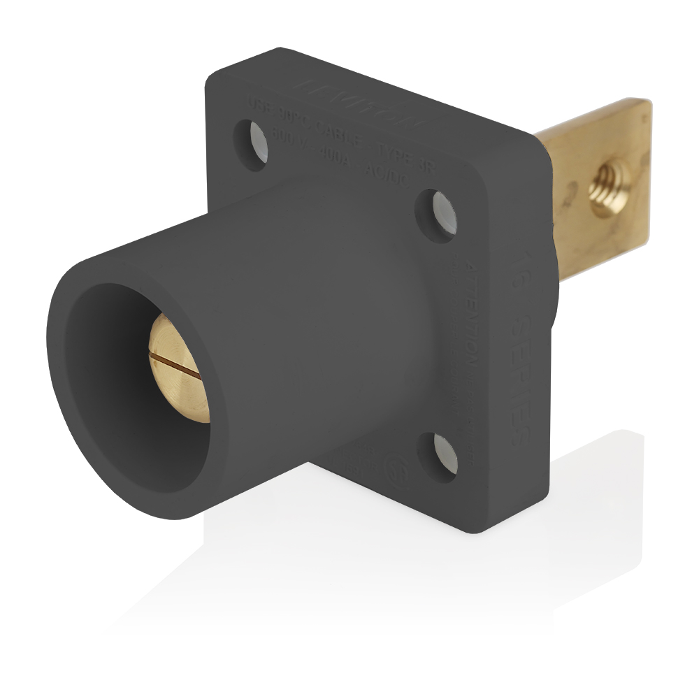 Product image for Male Receptacle, #2-4/0 AWG, Taper-Nose, Double Hole Bus Bar