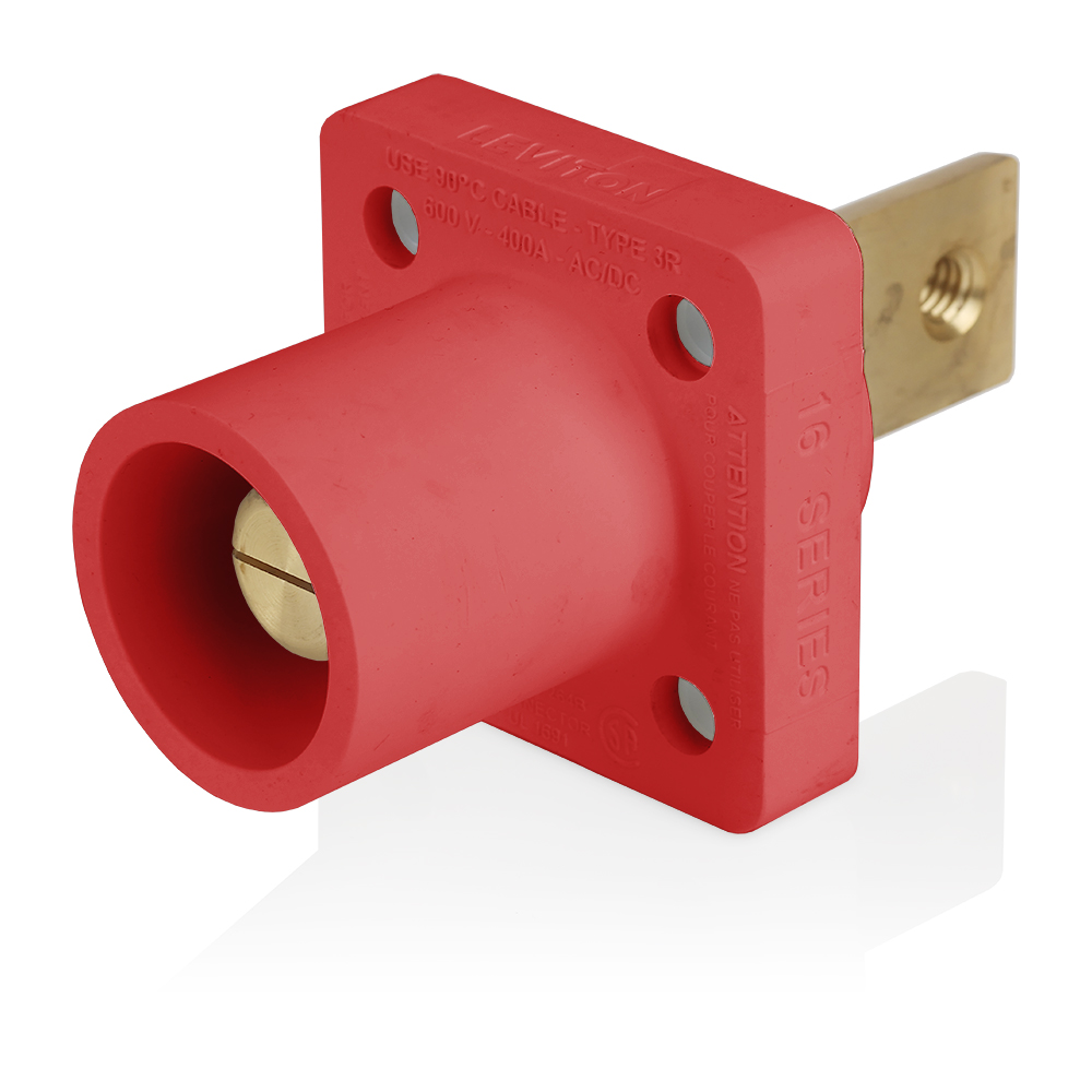 Product image for Male Receptacle, #2-4/0 AWG, Taper-Nose, Double Hole Bus Bar