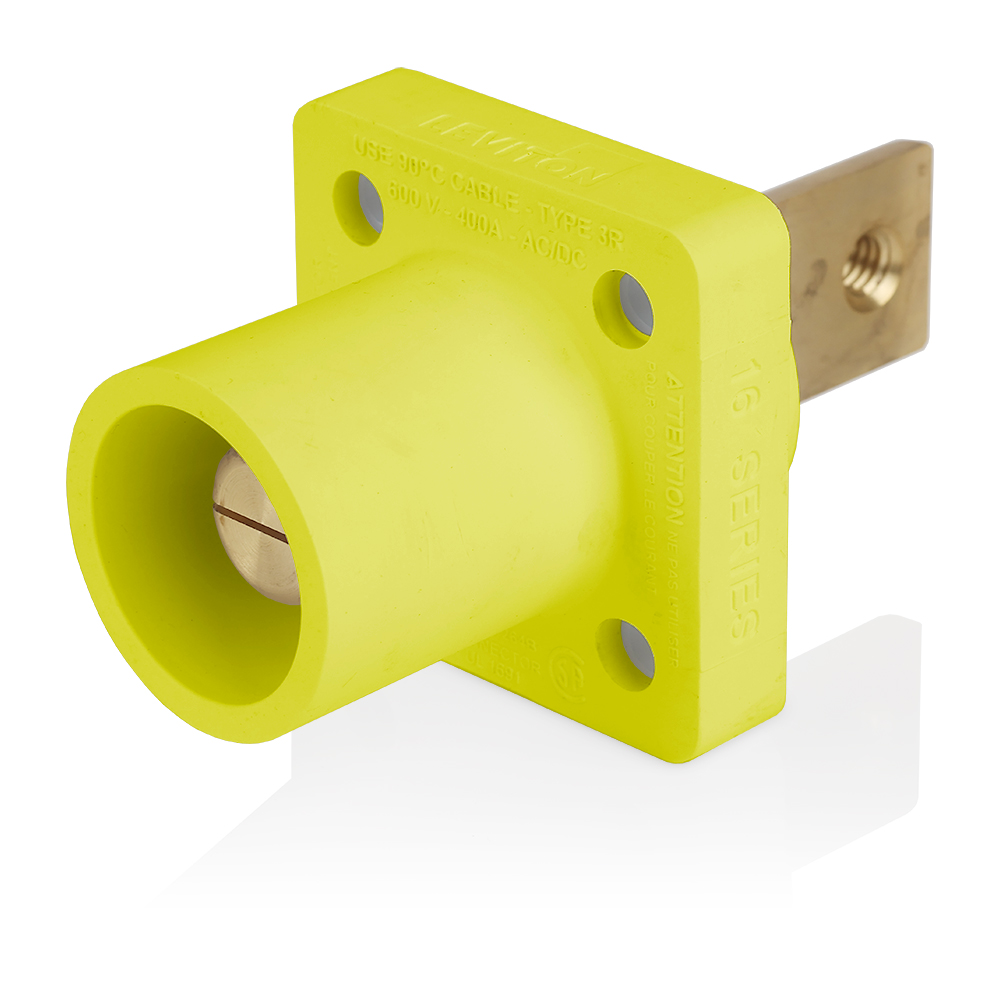 Product image for Male Receptacle, #2-4/0 AWG, Taper-Nose, Double Hole Bus Bar