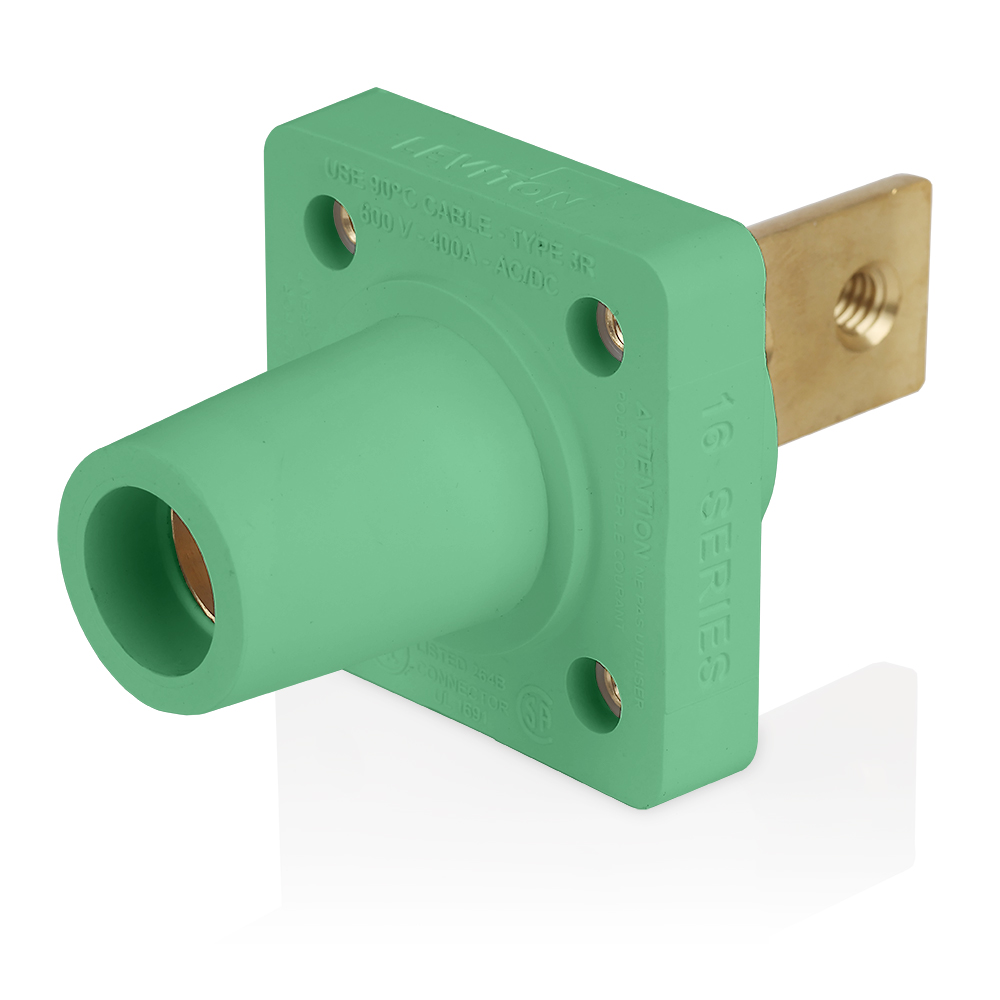 Product image for Female Receptacle, #2-4/0 AWG, Taper-Nose, Double Hole Bus Bar