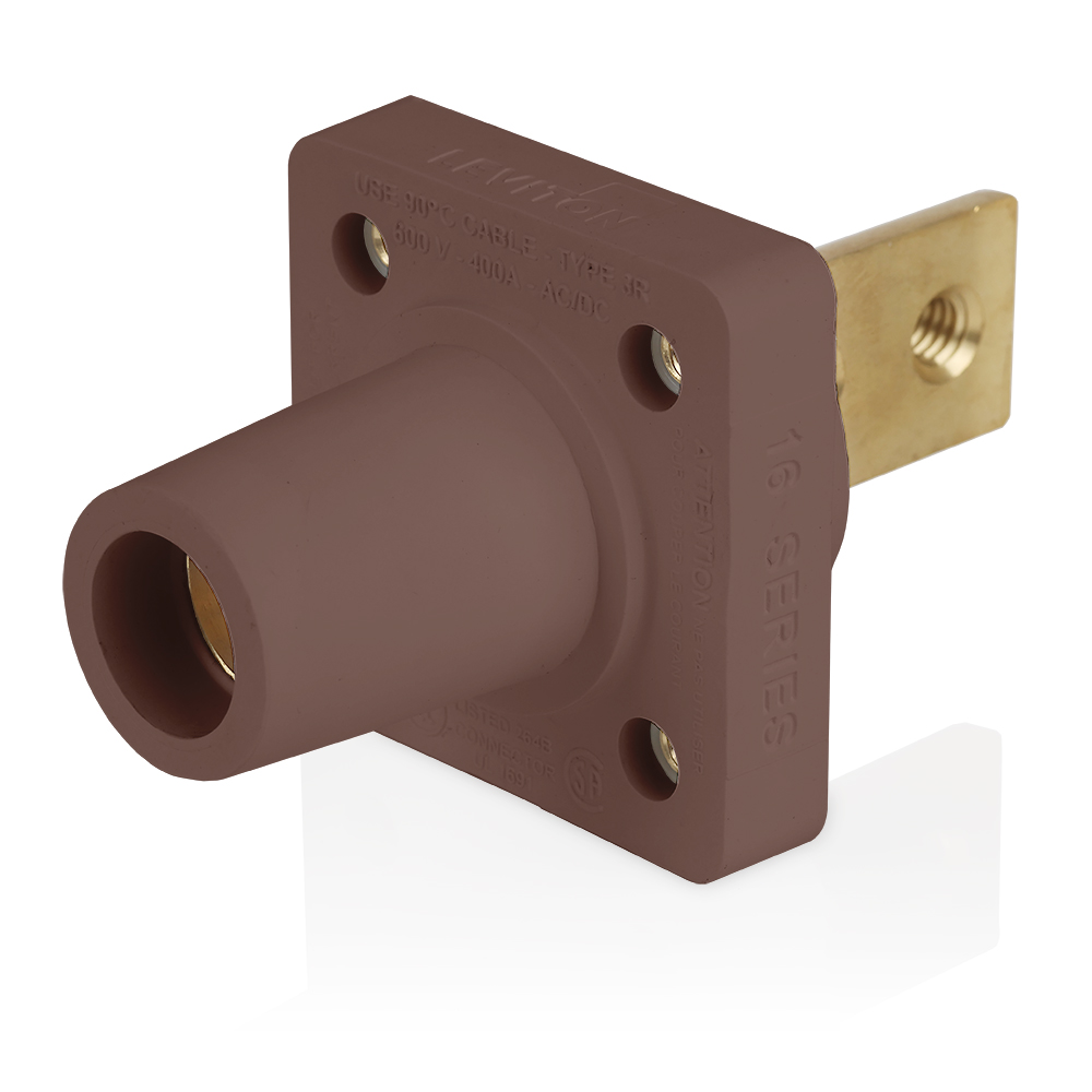Product image for Female Receptacle, #2-4/0 AWG, Taper-Nose, Double Hole Bus Bar