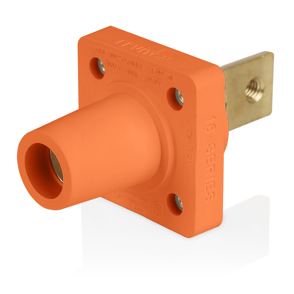 Product image for Female Receptacle, #2-4/0 AWG, Taper-Nose, Double Hole Bus Bar