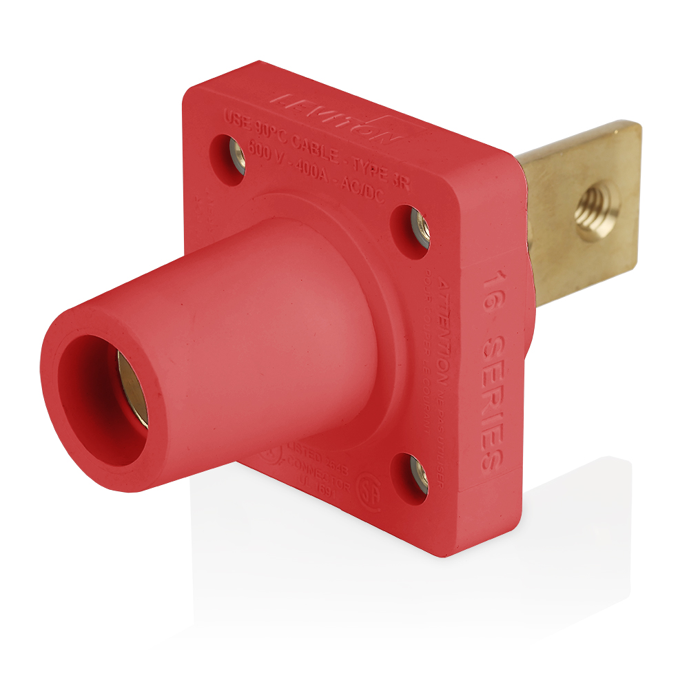Product image for Female Receptacle, #2-4/0 AWG, Taper-Nose, Double Hole Bus Bar, PEM/Self-Clinching Nuts
