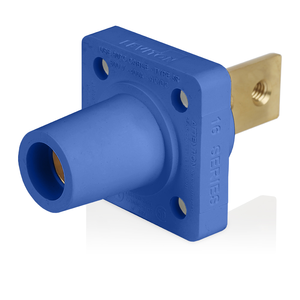 Product image for Female Receptacle, #2-4/0 AWG, Taper-Nose, Double Hole Bus Bar