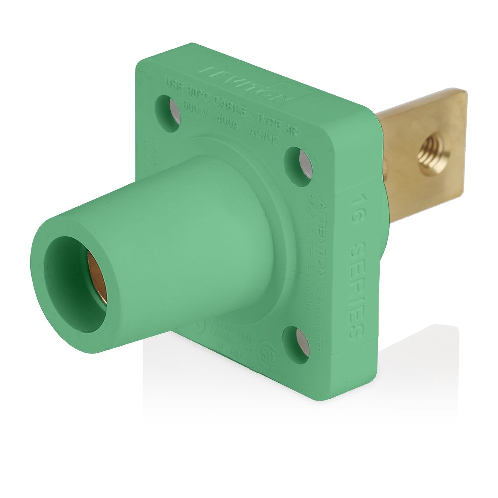Product image for Female Receptacle, #2-4/0 AWG, Taper-Nose, Double Hole Bus Bar