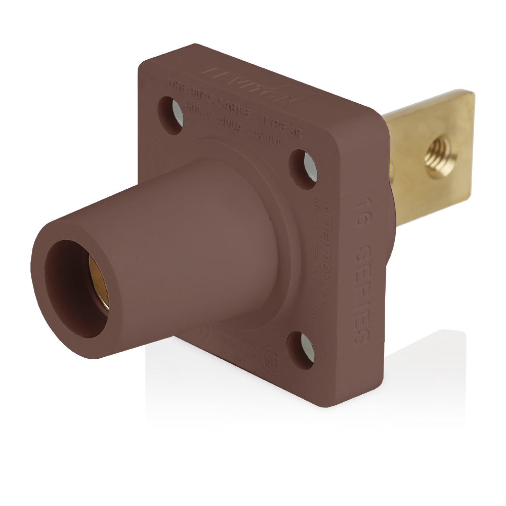 Product image for Female Receptacle, #2-4/0 AWG, Taper-Nose, Double Hole Bus Bar
