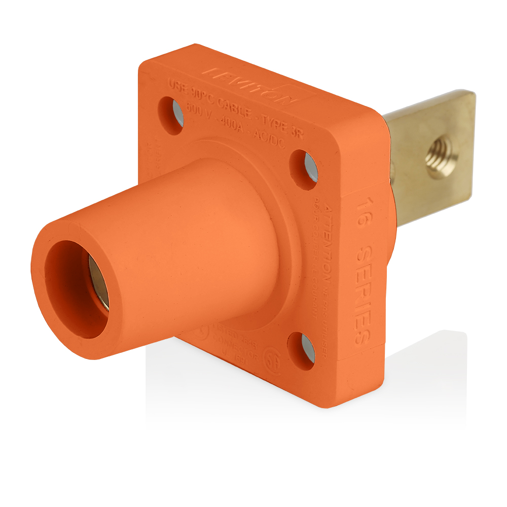 Product image for Female Receptacle, #2-4/0 AWG, Taper-Nose, Double Hole Bus Bar