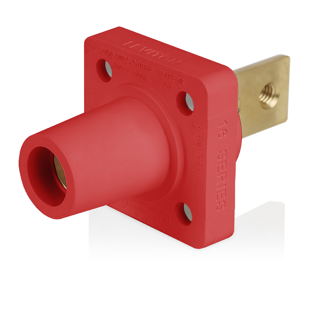 Product image for Female Receptacle, #2-4/0 AWG, Taper-Nose, Double Hole Bus Bar