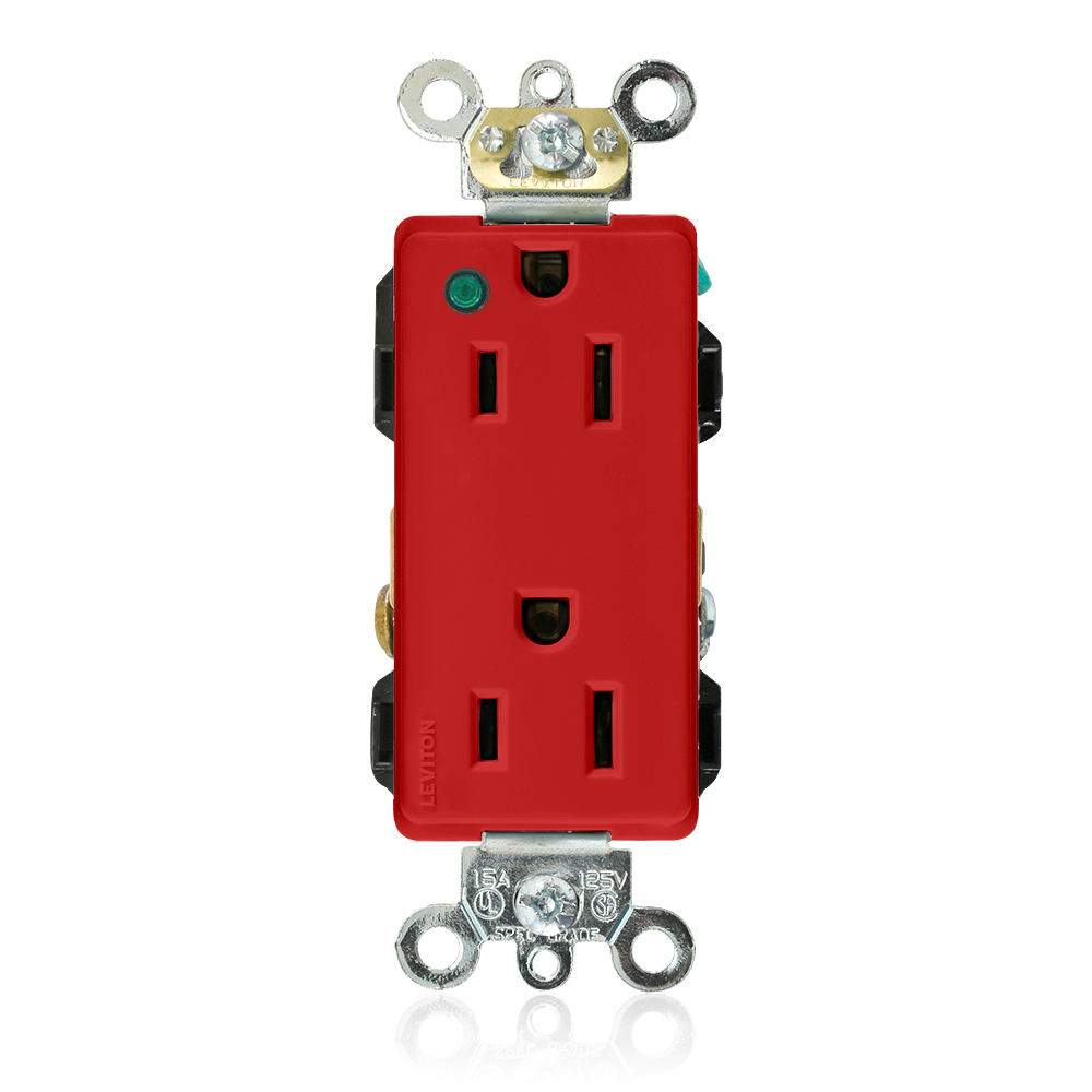 Product image for 15 Amp Decora Plus Duplex Receptacle/Outlet, Hospital Grade, Self-Grounding, Power Indication