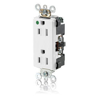 Product image for 15 Amp Decora Plus Duplex Receptacle/Outlet, Hospital Grade, Tamper-Resistant, Self-Grounding