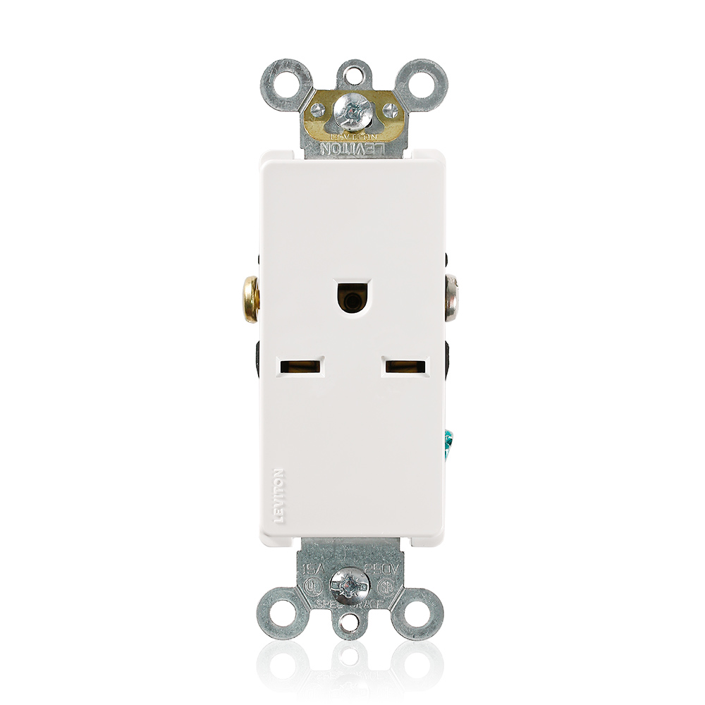 Product image for 15 Amp Decora Plus Single Receptacle/Outlet, Commercial Grade, Self-Grounding