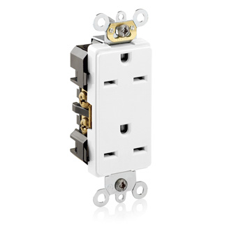 Product image for 15 Amp Decora Plus Duplex Receptacle/Outlet, Commercial Grade, Self-Grounding