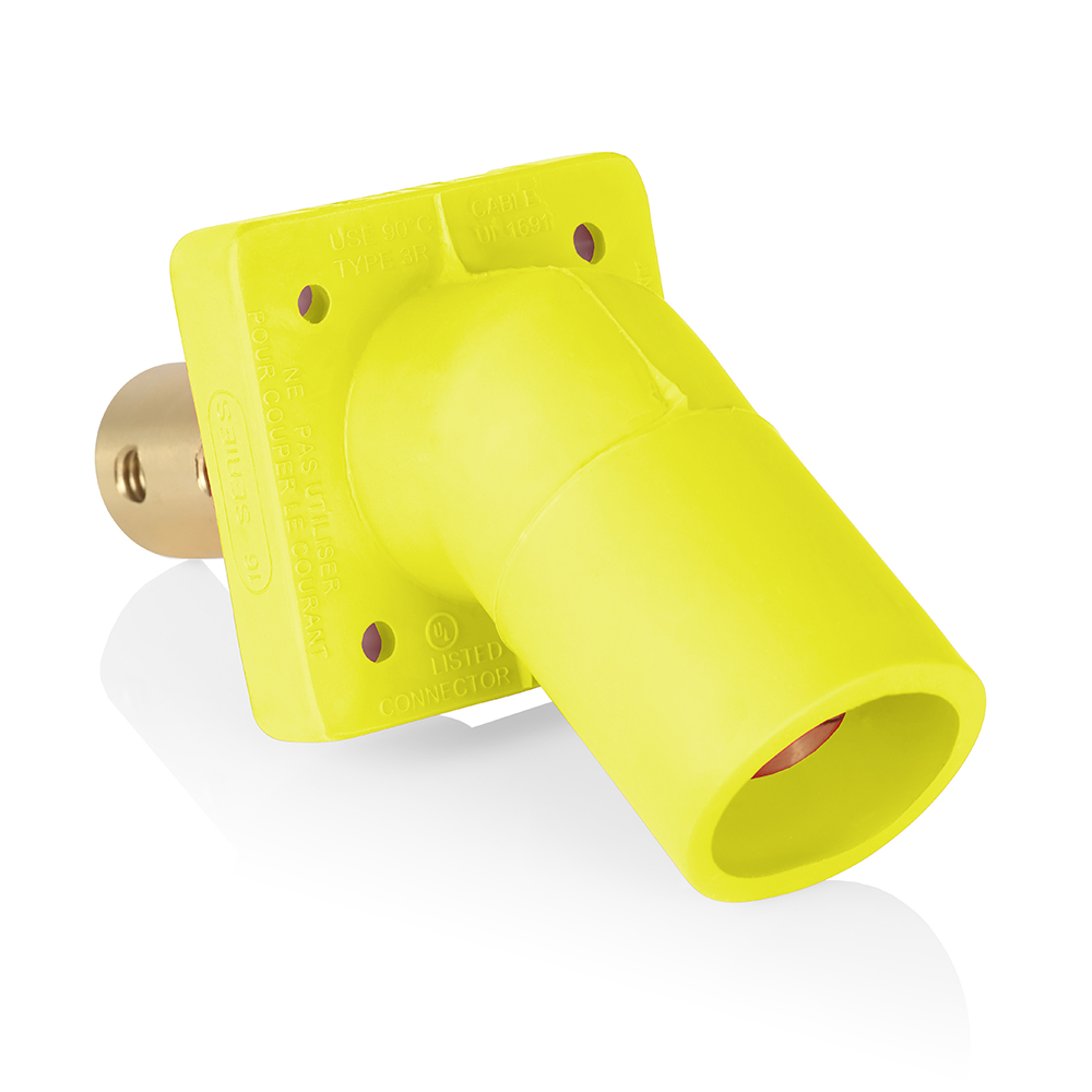Product image for Male Receptacle, #2-4/0 AWG, 45-Degree, Taper-Nose, Double Hole Bus Bar