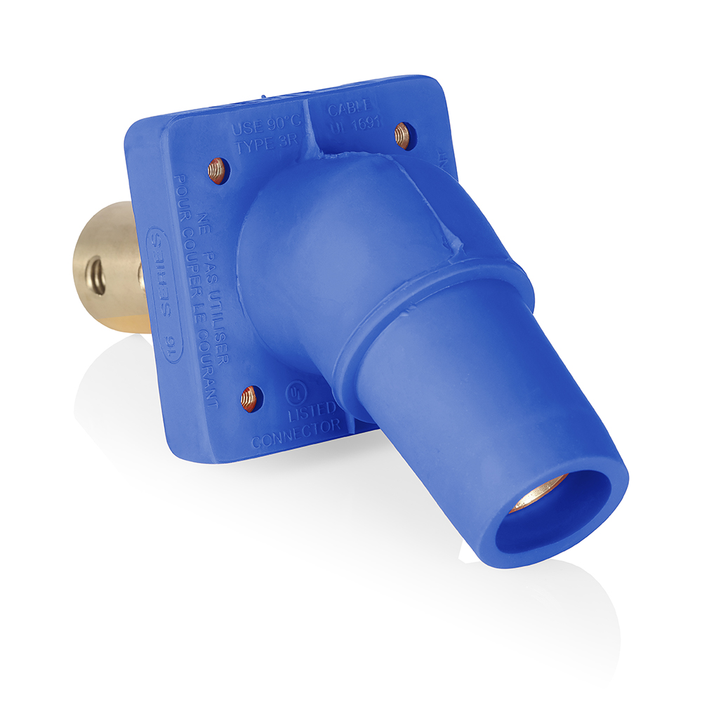 Product image for Female Receptacle, #2-4/0 AWG, 45-Degree, Taper-Nose, Double Hole Bus Bar, PEM/Self-Clinching Nuts