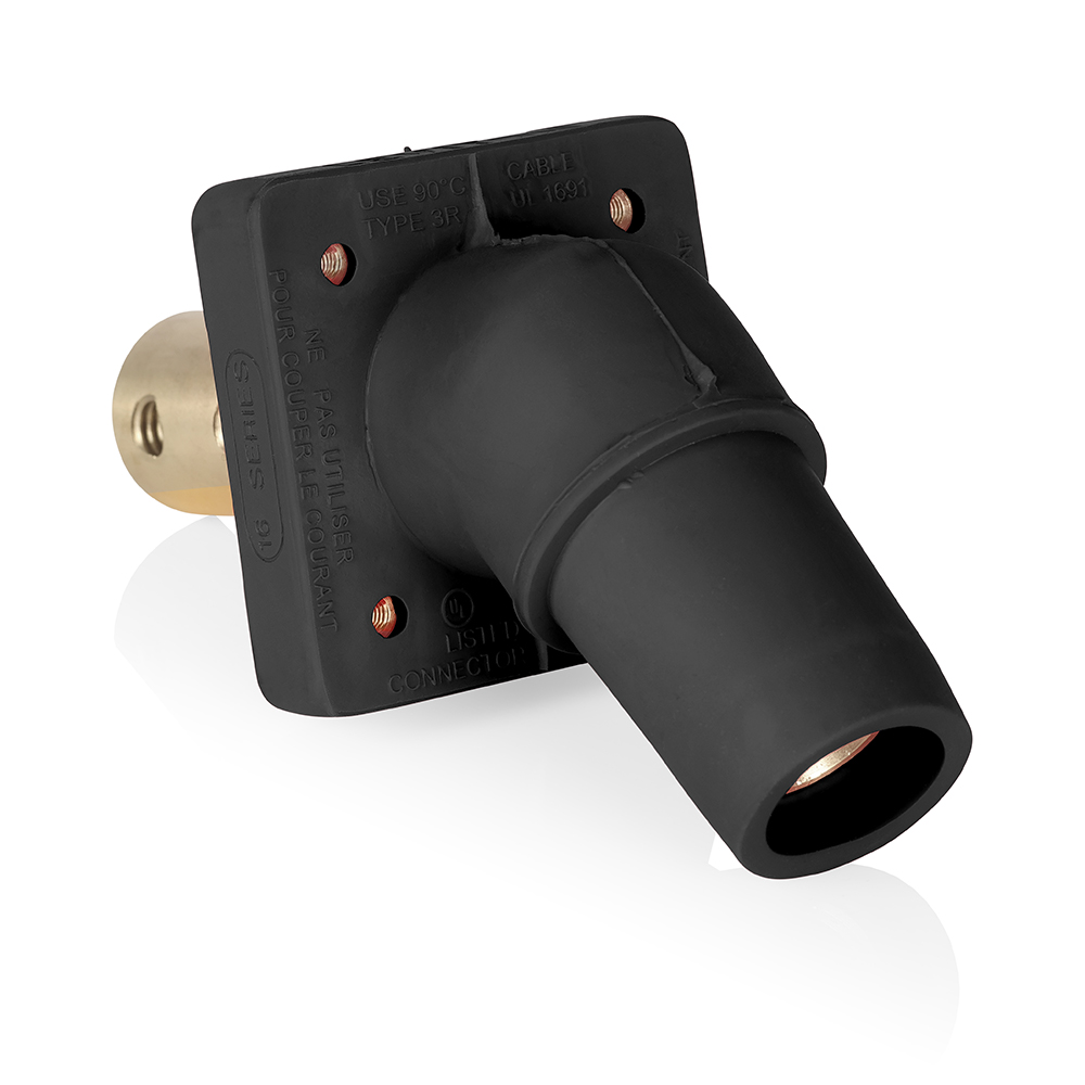 Product image for Female Receptacle, #2-4/0 AWG, 45-Degree, Taper-Nose, Double Hole Bus Bar, PEM/Self-Clinching Nuts 