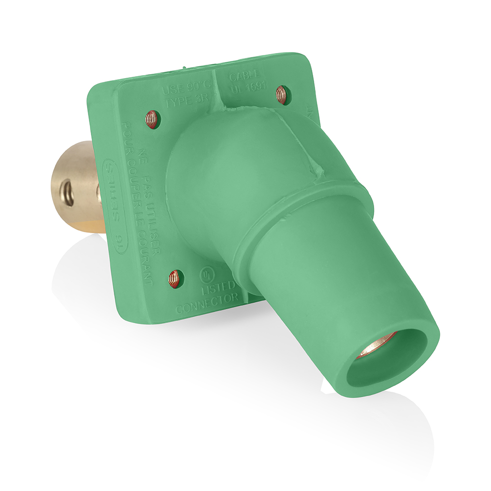 Product image for Female Receptacle, #2-4/0 AWG, 45-Degree, Taper-Nose, Double Hole Bus Bar, PEM/Self-Clinching Nuts