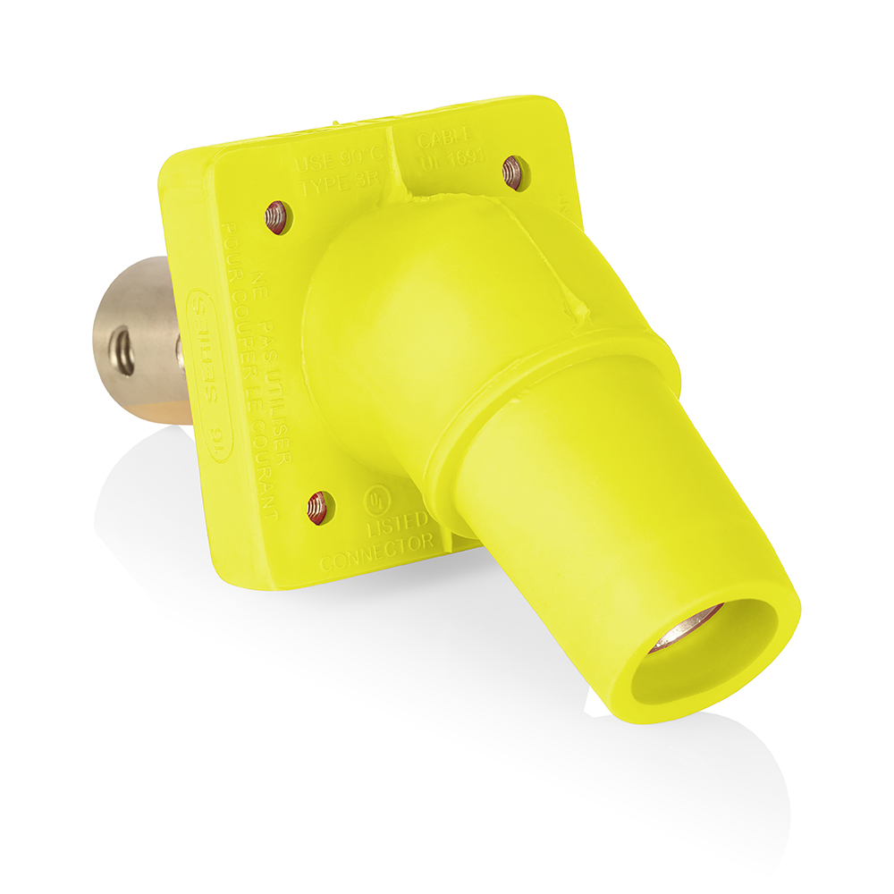 Product image for Female Receptacle, #2-4/0 AWG, 45-Degree, Taper-Nose, Double Hole Bus Bar, PEM/Self-Clinching Nuts