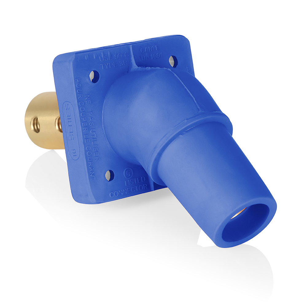 Product image for Female Receptacle, #2-4/0 AWG, 45-Degree, Taper-Nose, Double Hole Bus Bar