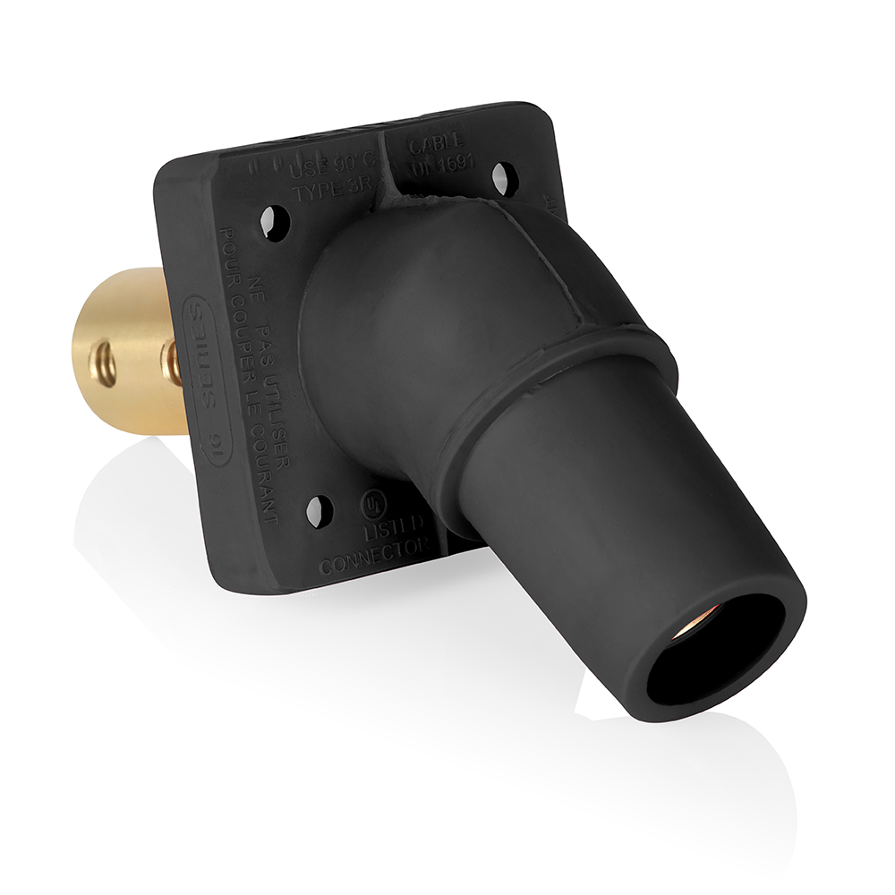 Product image for Female Receptacle, #2-4/0 AWG, 45-Degree, Taper-Nose, Double Hole Bus Bar
