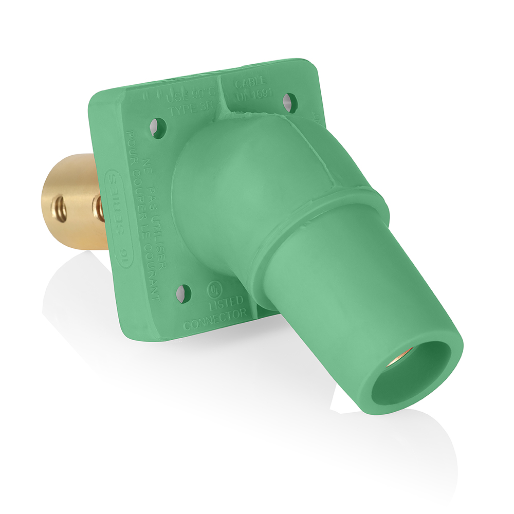 Product image for Female Receptacle, #2-4/0 AWG, 45-Degree, Taper-Nose, Double Hole Bus Bar