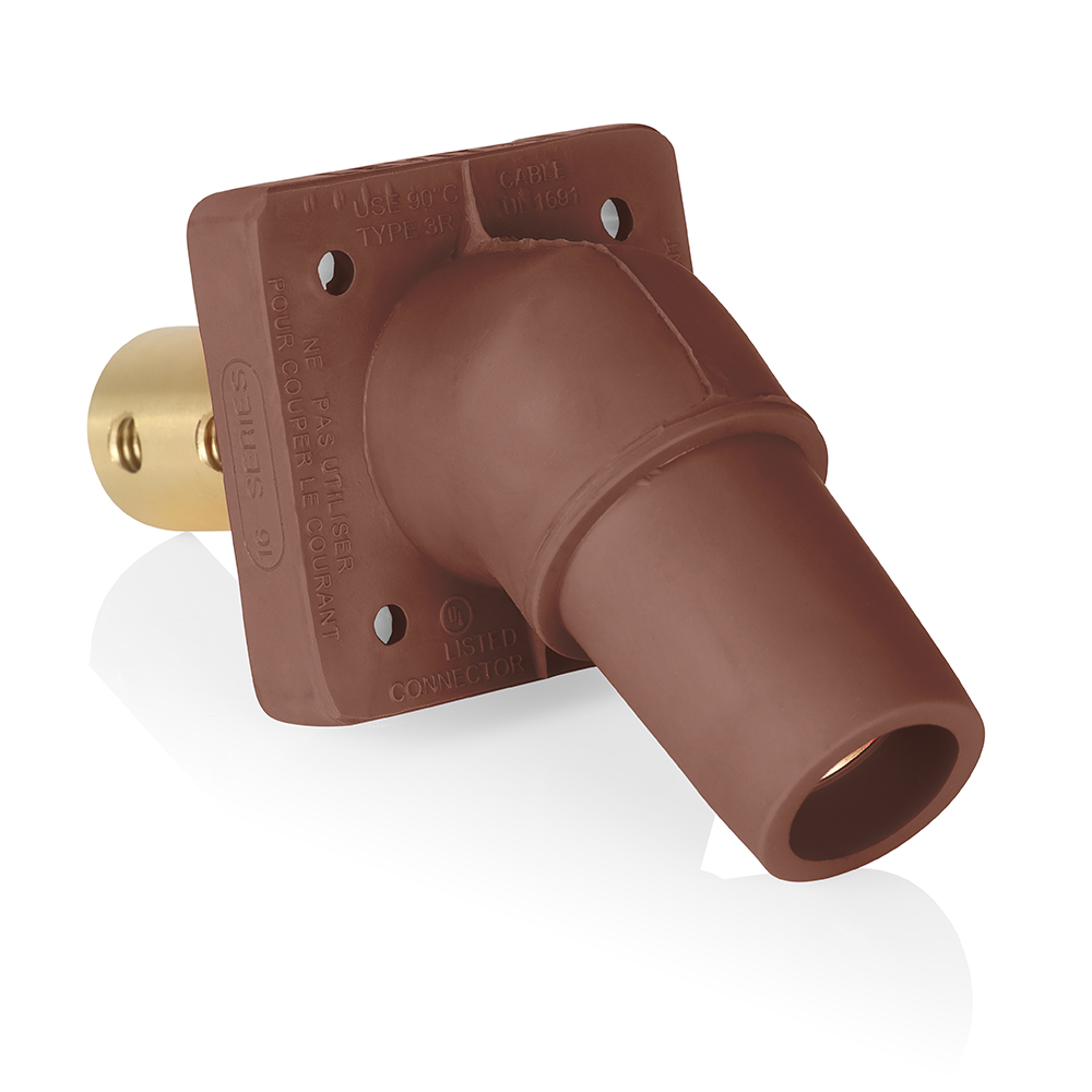 Product image for Female Receptacle, #2-4/0 AWG, 45-Degree, Taper-Nose, Double Hole Bus Bar