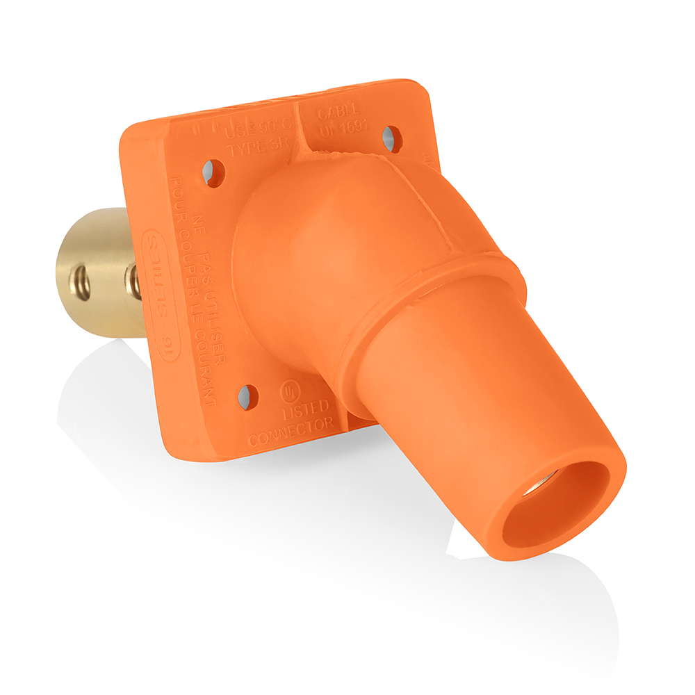 Product image for Female Receptacle, #2-4/0 AWG, 45-Degree, Taper-Nose, Double Hole Bus Bar