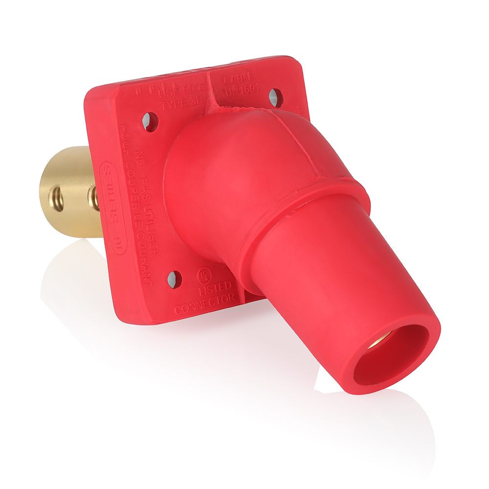 Product image for Female Receptacle, #2-4/0 AWG, 45-Degree, Taper-Nose, Double Hole Bus Bar