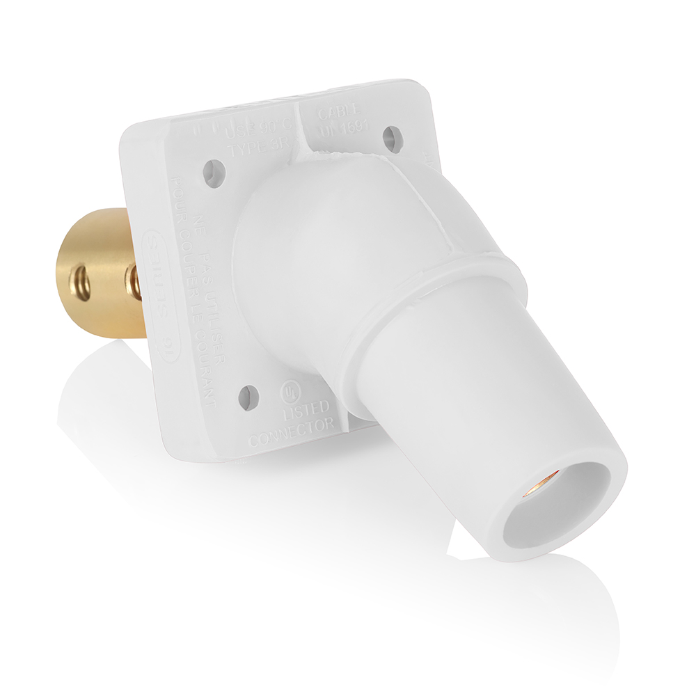 Product image for Female Receptacle, #2-4/0 AWG, 45-Degree, Taper-Nose, Double Hole Bus Bar