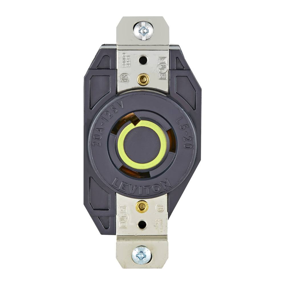 Product image for 20 Amp, 125 Volt, Flush Mount Locking Receptacle, Industrial Grade