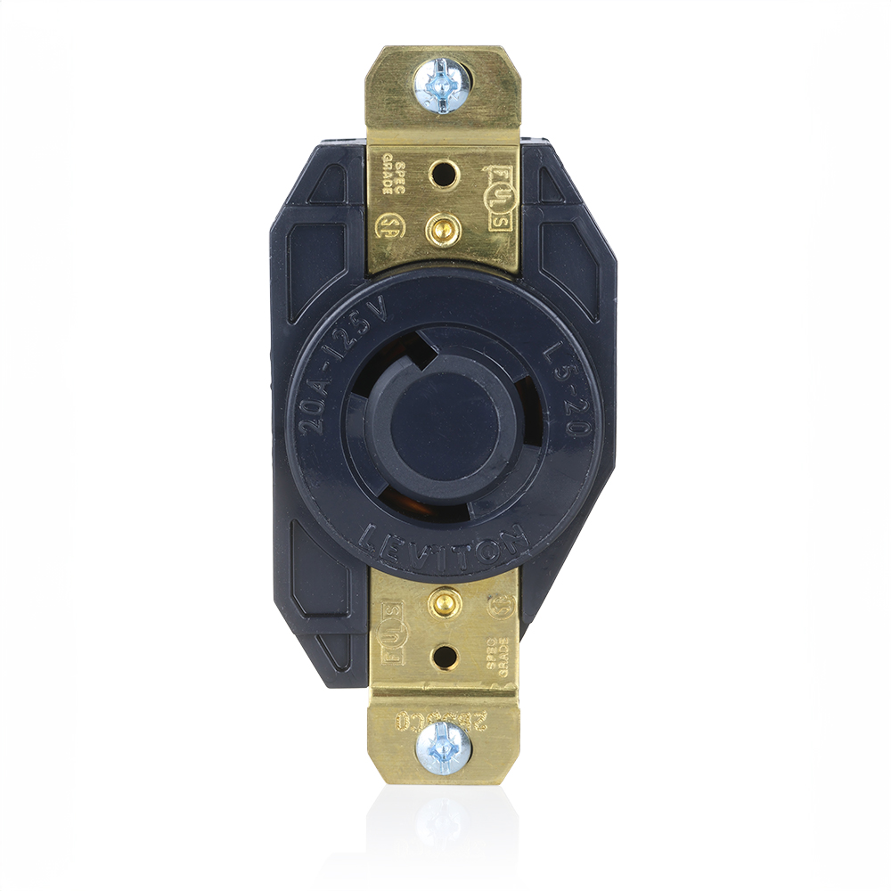 Product image for 20 Amp, 125 Volt, Flush Mount Locking Receptacle, Industrial Grade